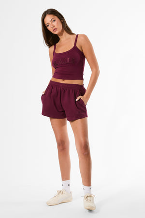 Kaiia Logo Cami Top Deep Burgundy