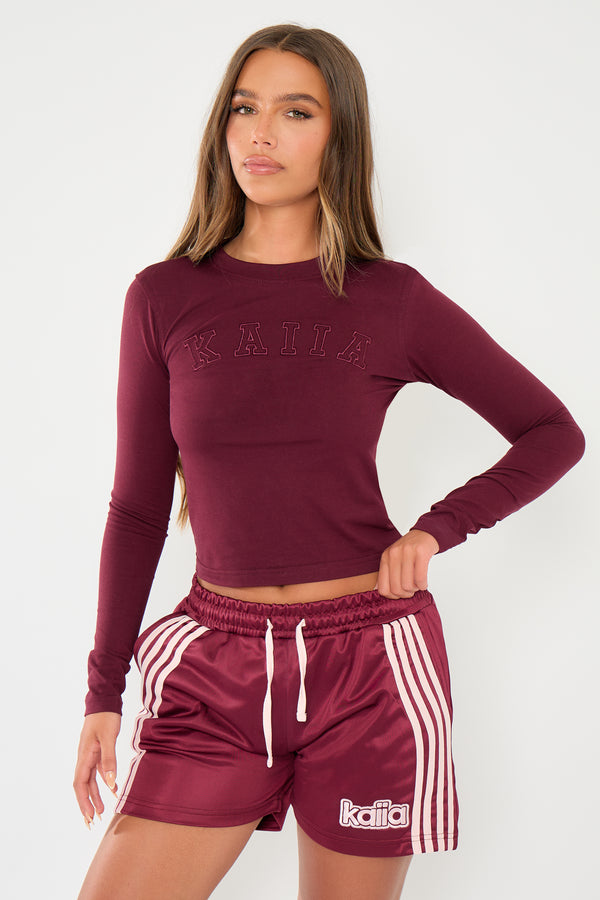 Kaiia Logo Long Sleeve Top Cherry