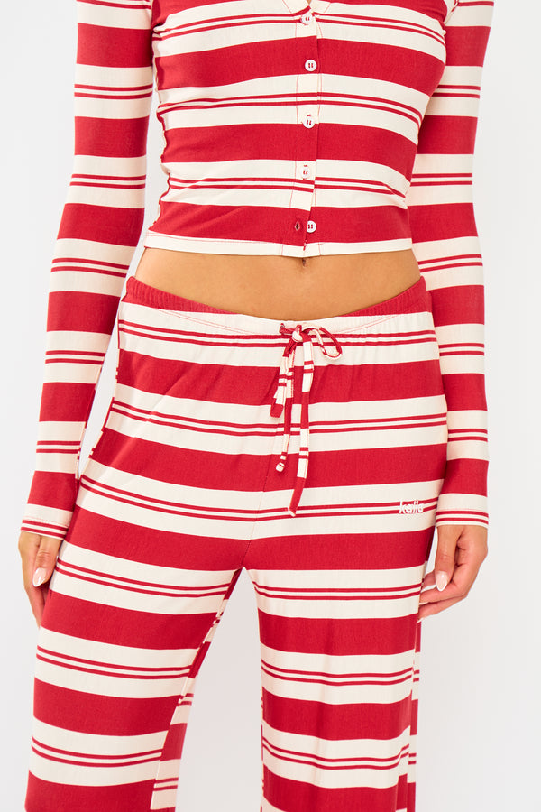 Kaiia Striped Wide Leg Trousers Red & White