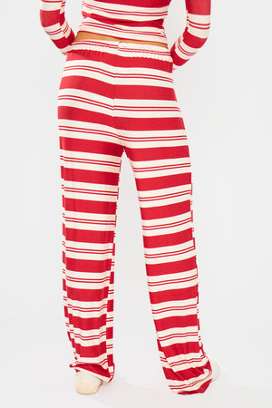 Kaiia Striped Wide Leg Trousers Red & White