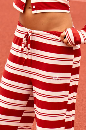 Kaiia Striped Wide Leg Trousers Red & White
