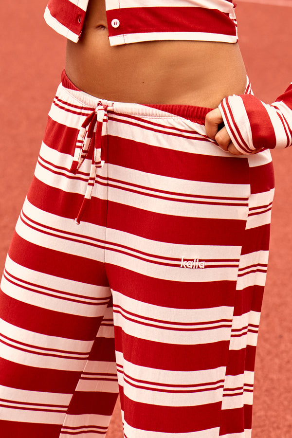 Kaiia Striped Wide Leg Trousers Red & White