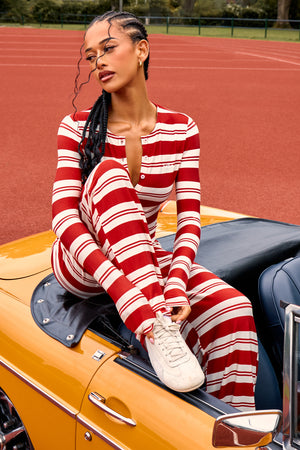 Kaiia Striped Wide Leg Trousers Red & White