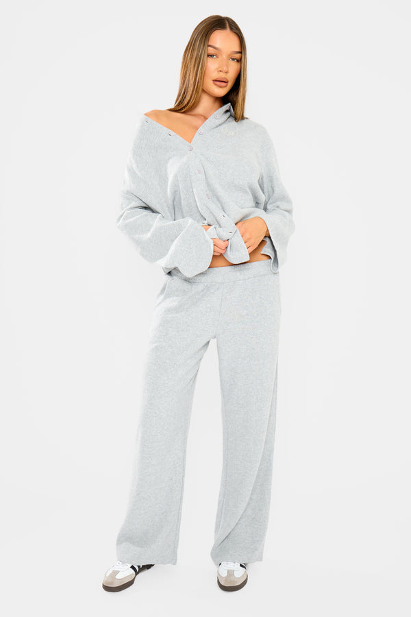 Kaiia Supersoft Wide Leg Trousers Grey Marl