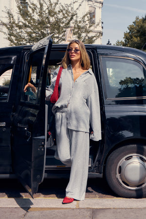Kaiia Supersoft Wide Leg Trousers Grey Marl