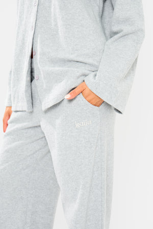 Kaiia Supersoft Wide Leg Trousers Grey Marl