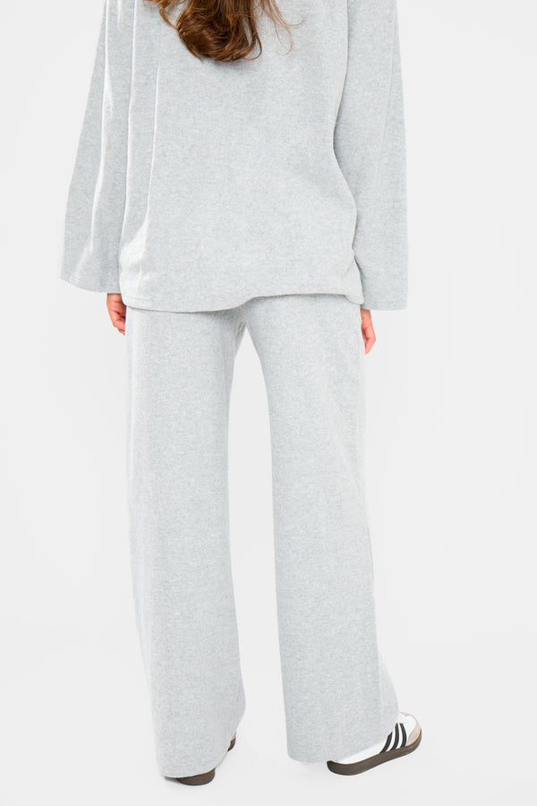 Kaiia Supersoft Wide Leg Trousers Grey Marl