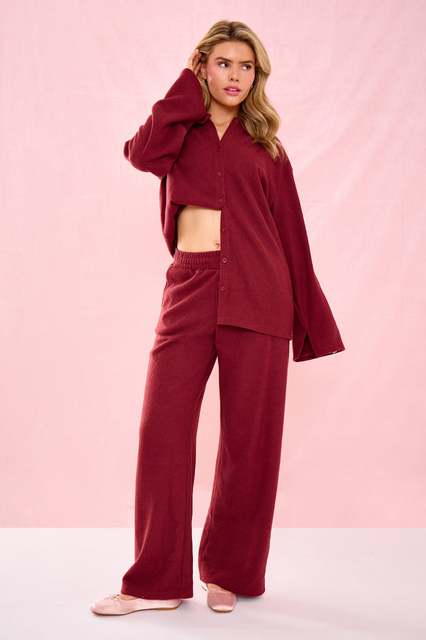 Kaiia Supersoft Wide Leg Trousers Warm Berry