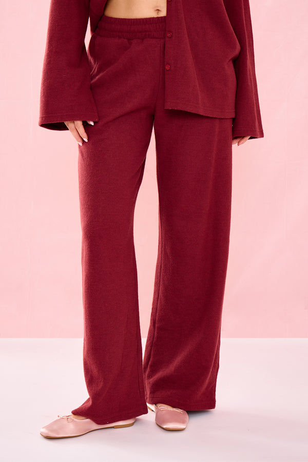 Kaiia Supersoft Wide Leg Trousers Warm Berry