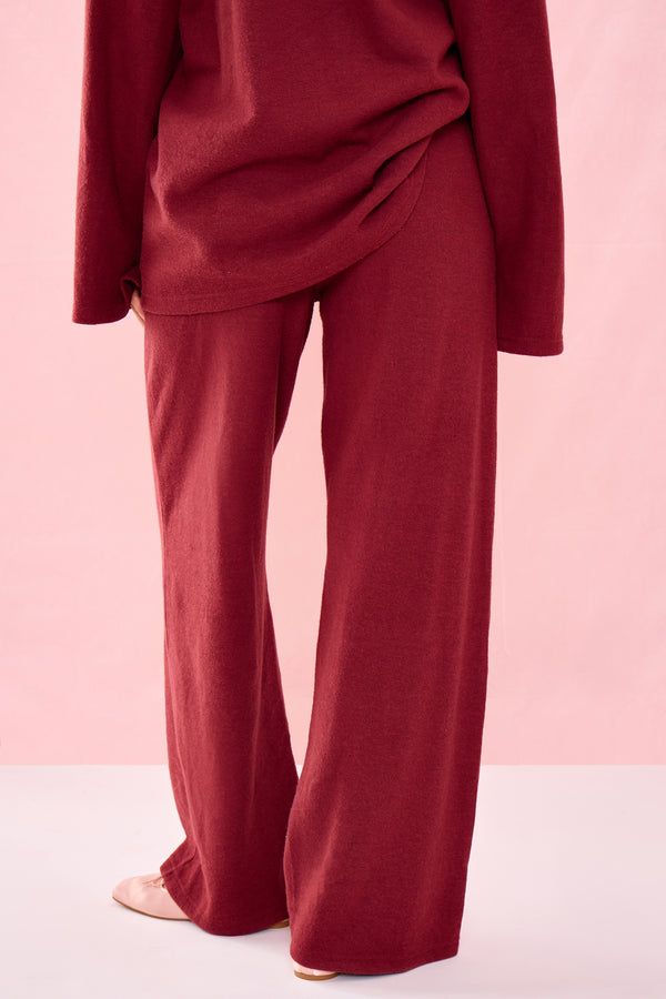 Kaiia Supersoft Wide Leg Trousers Warm Berry