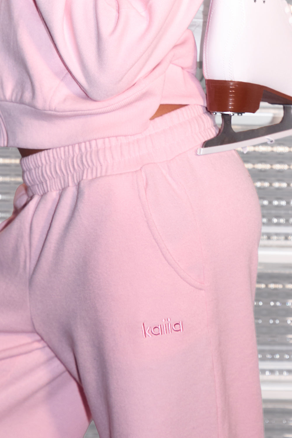Kaiia Supersoft Wide Leg Trousers Baby Pink