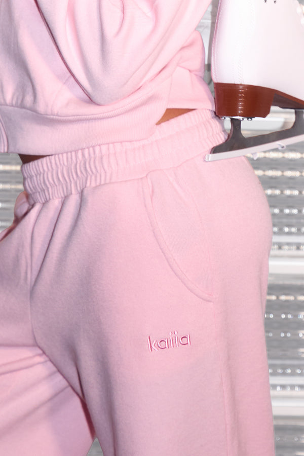 Kaiia Supersoft Wide Leg Trousers Baby Pink