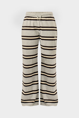 Kaiia Striped Wide Leg Trousers Grey Marl, Cream & Black