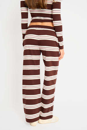 Kaiia Striped Wide Leg Trousers Brown, Pink & Cream