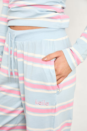 Kaiia Striped Wide Leg Trousers Baby Pink & Baby Blue