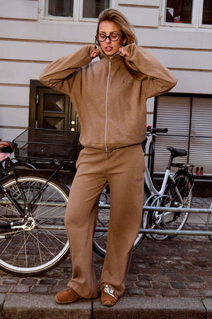 Kaiia Supersoft Straight Leg Trousers Taupe