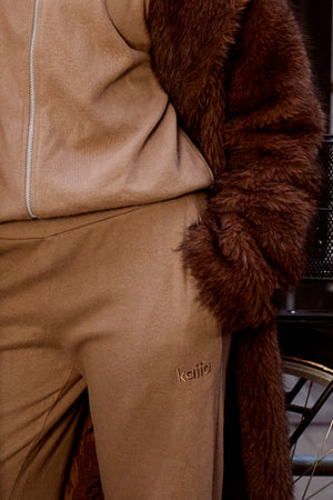Kaiia Supersoft Straight Leg Trousers Taupe