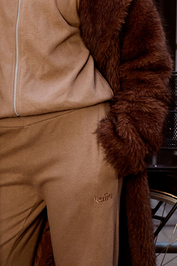 Kaiia Supersoft Straight Leg Trousers Taupe