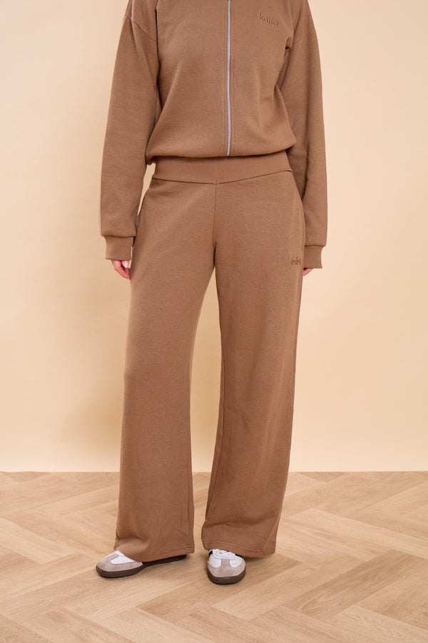 Kaiia Supersoft Straight Leg Trousers Taupe