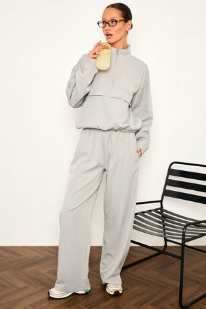 Kaiia Woven Wide Leg Trousers Grey Blue