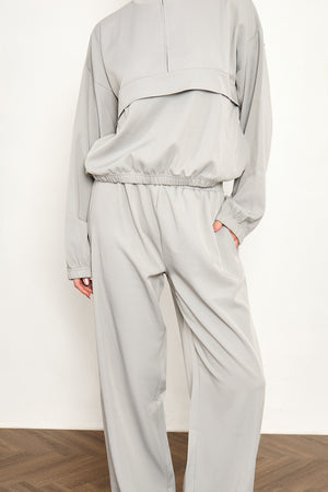 Kaiia Woven Wide Leg Trousers Grey Blue