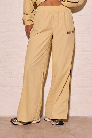 Kaiia Woven Stripe Wide Leg Trousers Yellow & Biscuit