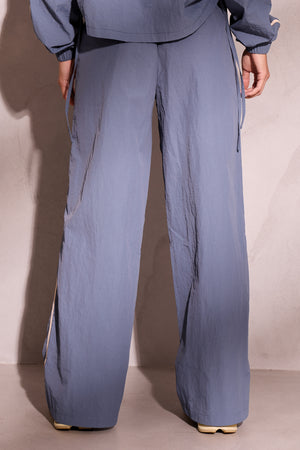 Kaiia Woven Stripe Wide Leg Trousers Petrol Blue & Cream
