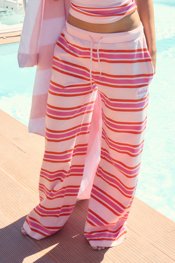 Kaiia Striped Wide Leg Trousers Pink & Baby Pink