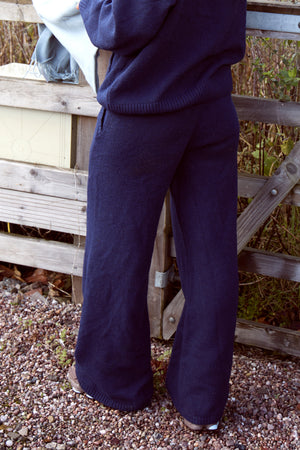 Kaiia Knit Wide Leg Joggers Navy & Baby Blue