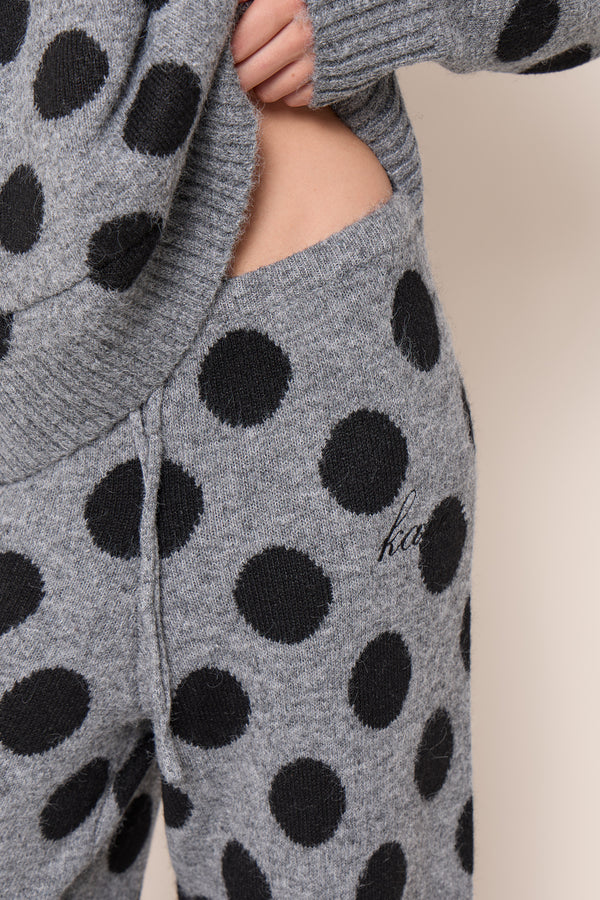 Kaiia Knit Wide Leg Joggers Grey & Black