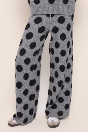 Kaiia Knit Wide Leg Joggers Grey & Black
