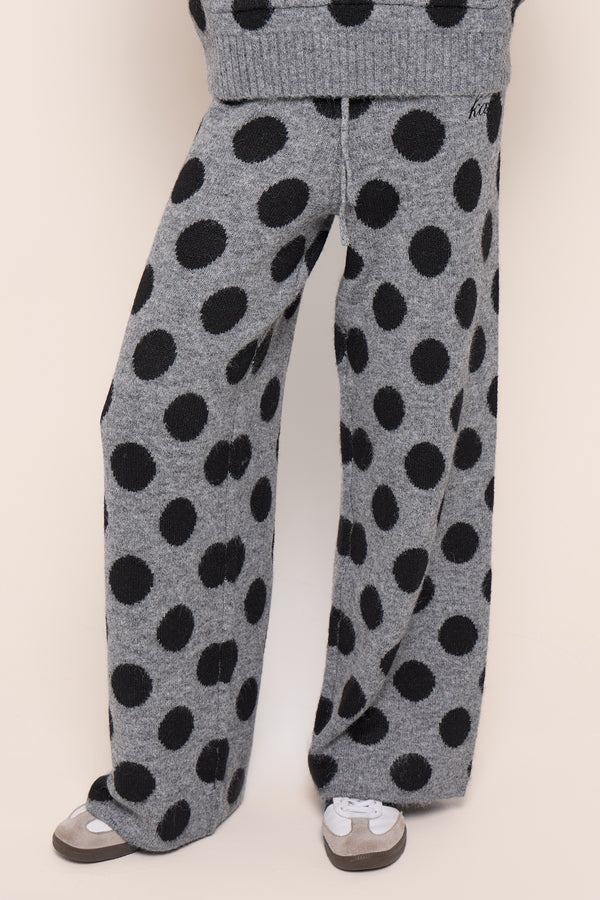 Kaiia Knit Wide Leg Joggers Grey & Black