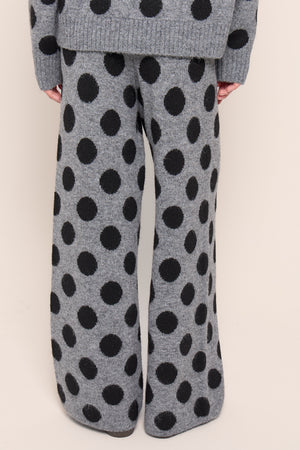 Kaiia Knit Wide Leg Joggers Grey & Black
