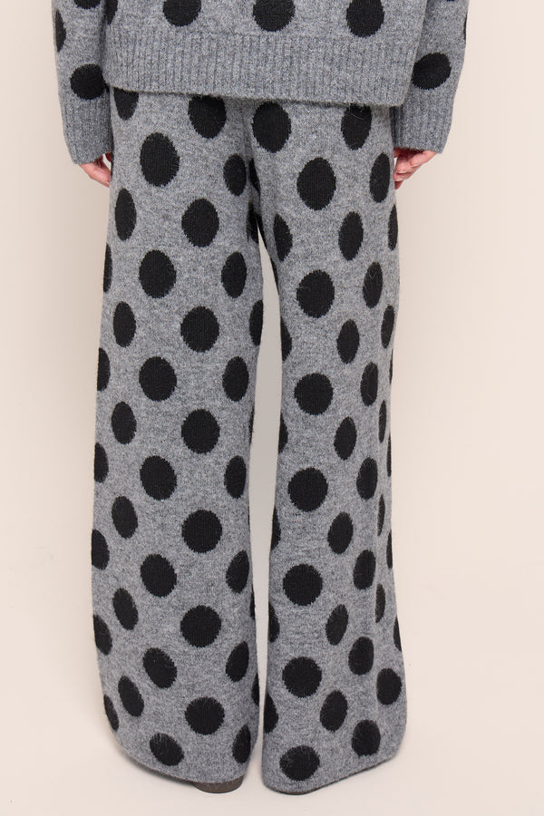 Kaiia Knit Wide Leg Joggers Grey & Black