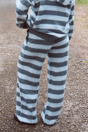 Kaiia Knit Striped Wide Leg Joggers Blue & Turquoise