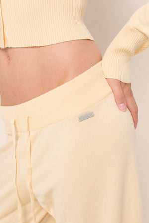 Kaiia Lightweight Knit Wide Leg Trousers Butter Yellow