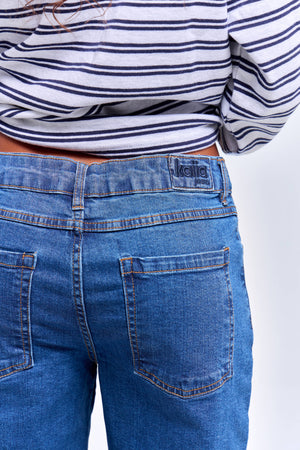 Kaiia Denim Stretch Wide Leg Jean Mid Wash