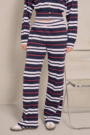 Kaiia Stripe Wide Leg Trousers Navy & Red