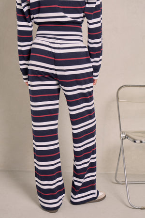 Kaiia Stripe Wide Leg Trousers Navy & Red