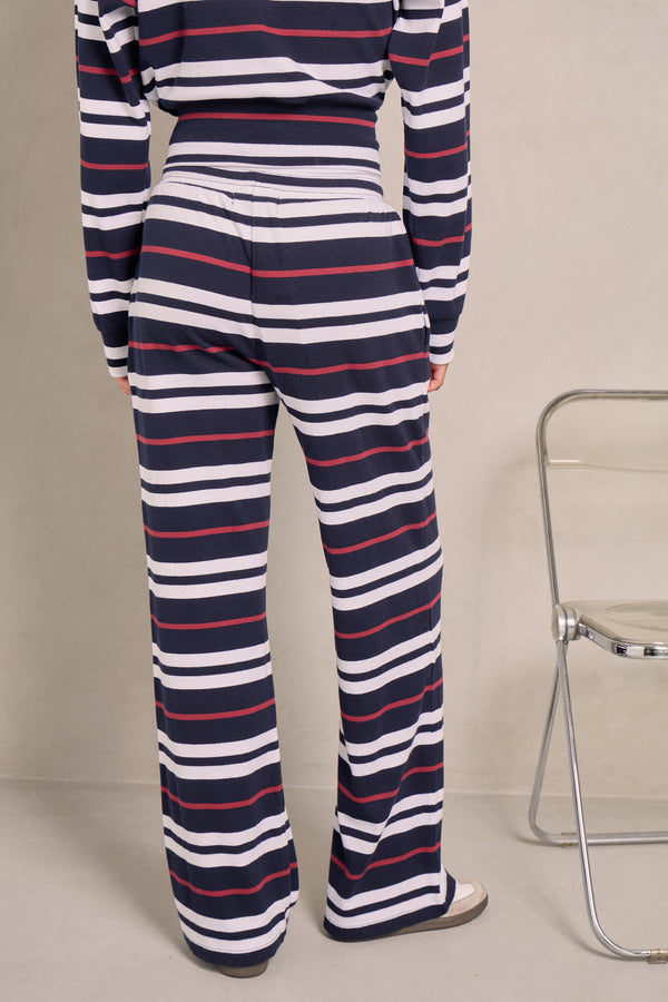 Kaiia Stripe Wide Leg Trousers Navy & Red