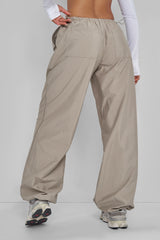 DRAWSTINRG WAIST PARACHUTE CARGO TROUSERS KHAKI