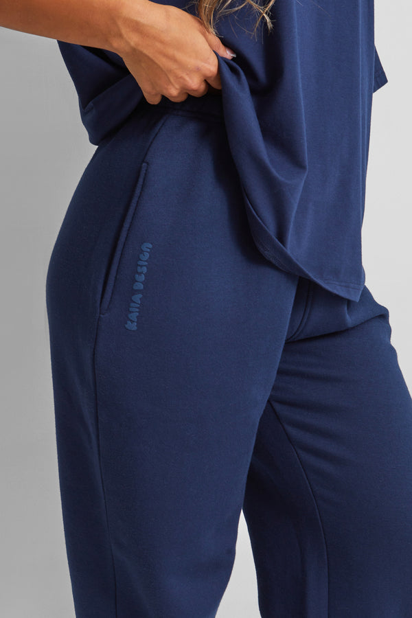 Kaiia Design Relaxed Fit Cuffed Joggers Co-ord Navy