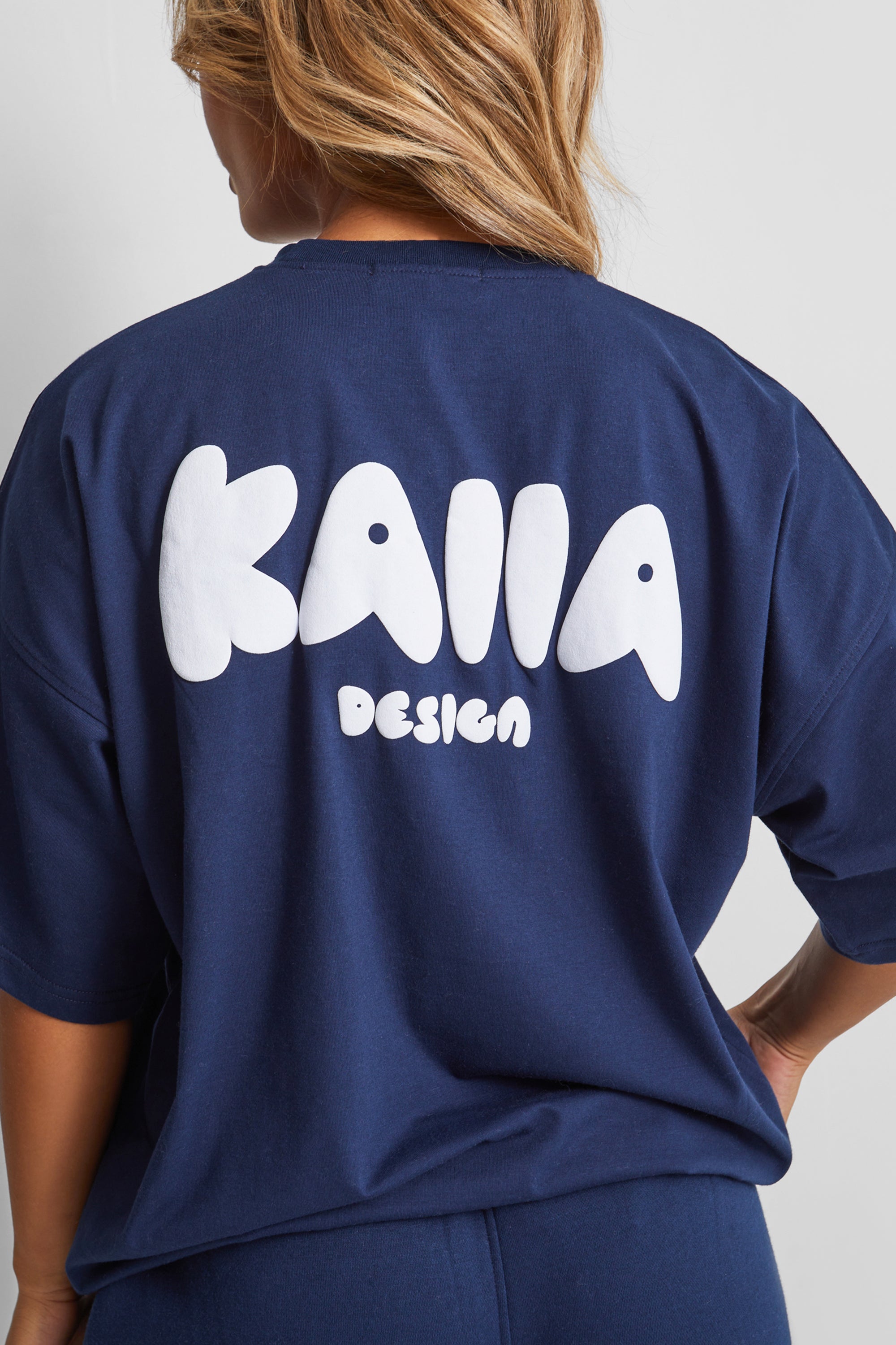 Kaiia Design Bubble Logo Oversized T-shirt Navy