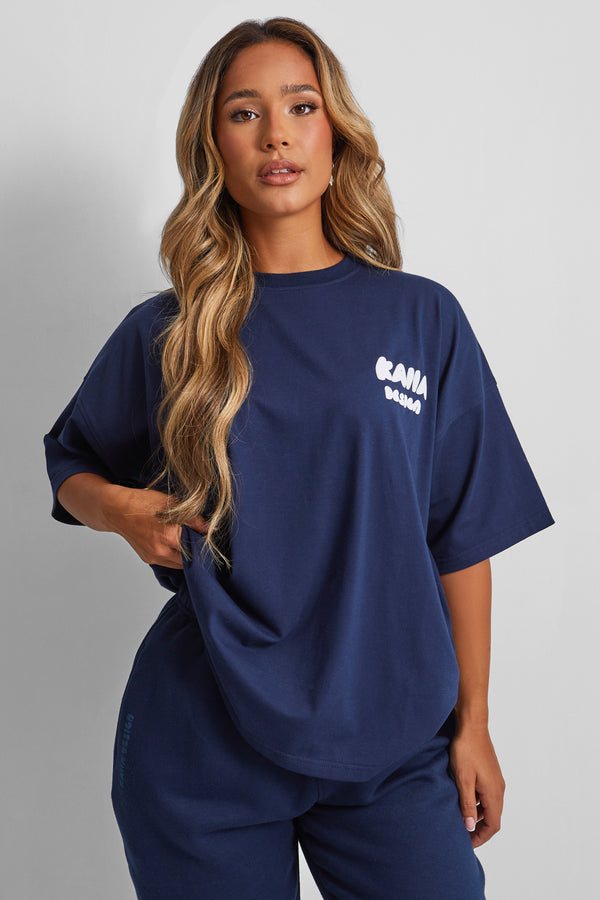 Kaiia Design Bubble Logo Oversized T-shirt Navy