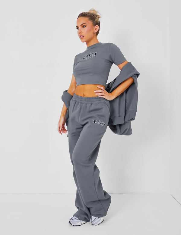 Kaiia Sport Baby Tee Charcoal Grey