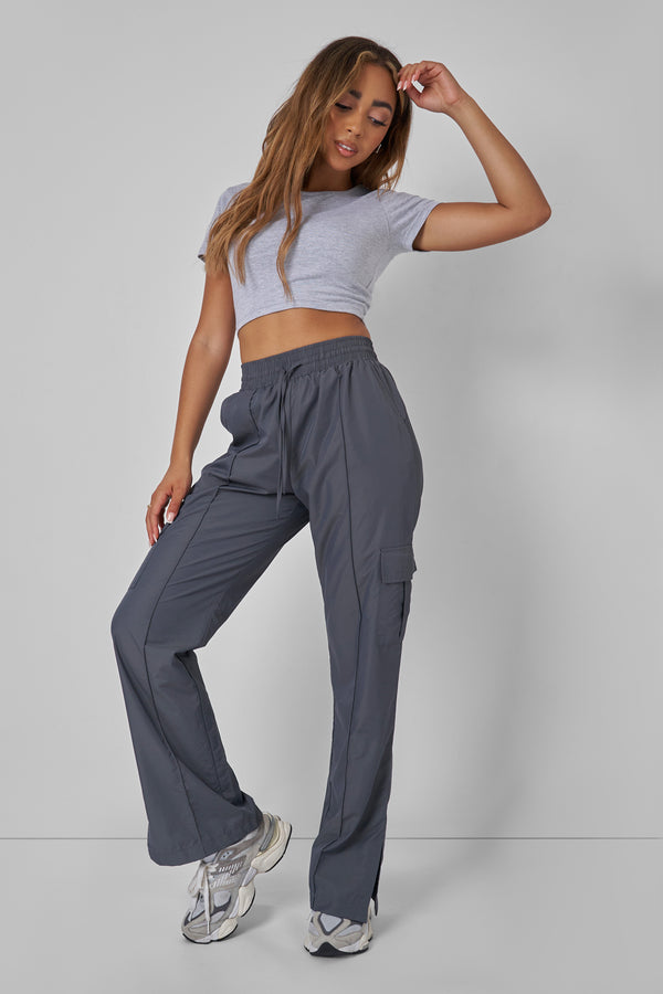 SPLIT HEM CARGO TROUSERS GREY