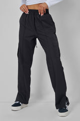 SPLIT HEM CARGO TROUSERS BLACK