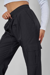 SPLIT HEM CARGO TROUSERS BLACK