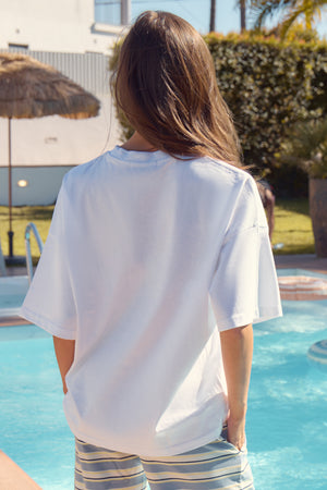 Kaiia NYC Print Oversized T-Shirt White & Red Apple