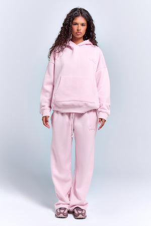 Kaiia Embossed Logo Oversized Hoodie Baby Pink